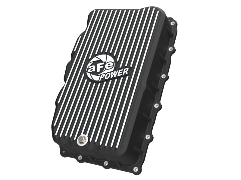 aFe 20-26 GM Trucks L6 3.0L Transmission Pan - Black w/ Machined Fins