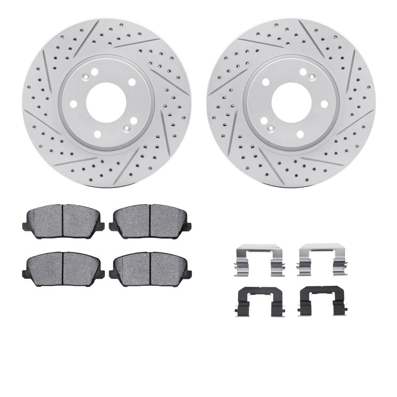 R1 14-18 Kia Forte Koup Front Drill/Slot Carbon Coated Rotor Set w/Optimum Pads