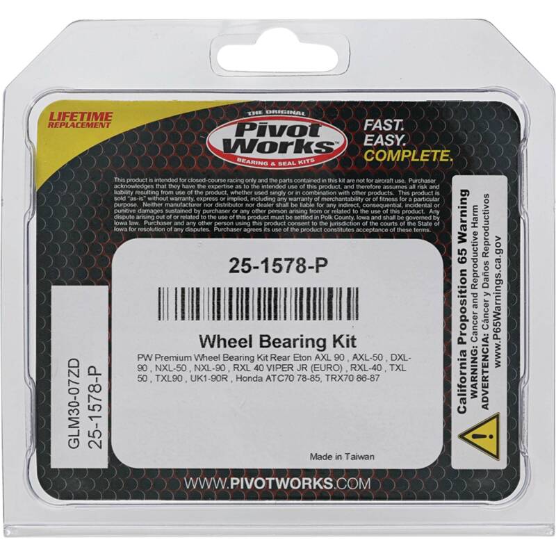 Pivot Works E-TON, Honda Wheel Bearing Kit Premium Bearings