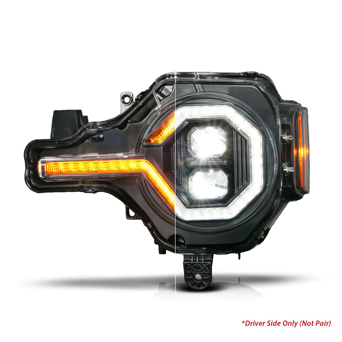 ANZO 21-25 Ford Bronco Z-Series Full LED Proj Headlights Black (Driver Side)