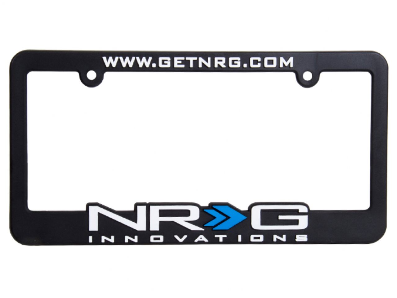 NRG License Plate Frame White w/ Blue