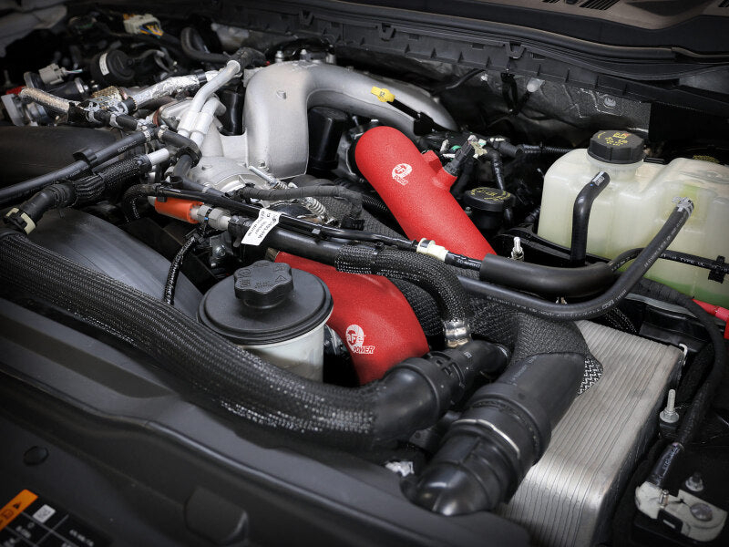 aFe 23-25 Ford F250/F350 Super Duty V8-6.7L BladeRunner Aluminum Hot & Cold Charge Pipe Kit - Red