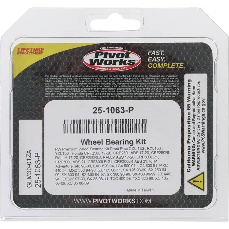 Pivot Works E-TON, Honda, KTM Wheel Bearing Kit Premium Bearings
