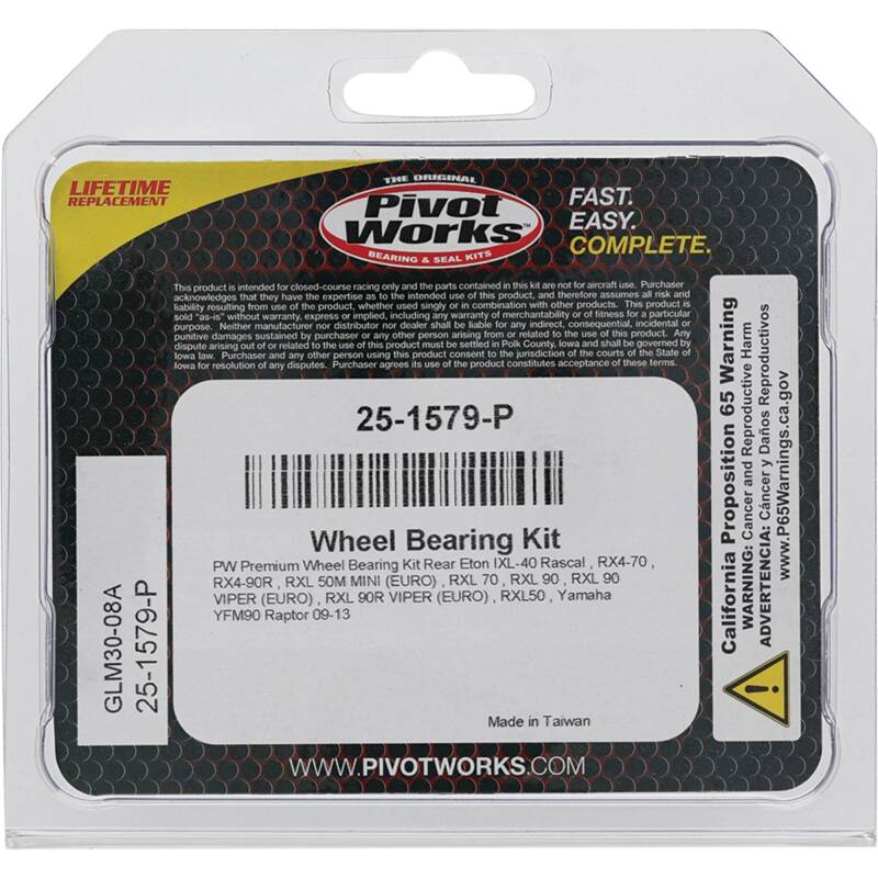 Pivot Works E-TON, Yamaha Wheel Bearing Kit Premium Bearings