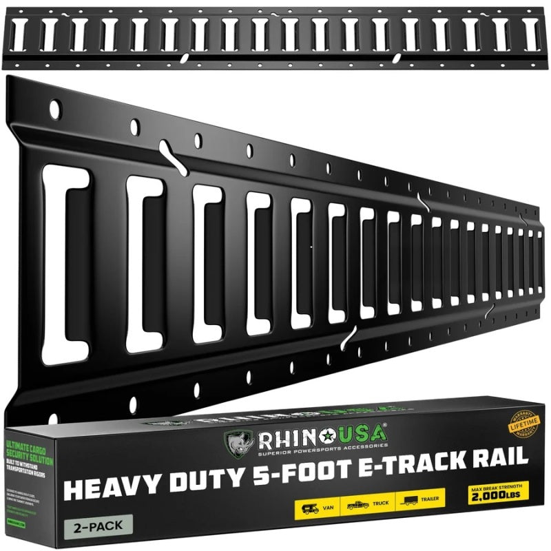 5Ft E-Track Tie-Down Rails, Black (2 Pack)