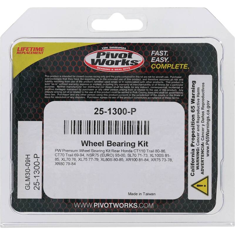Pivot Works Honda Wheel Bearing Kit Premium Bearings