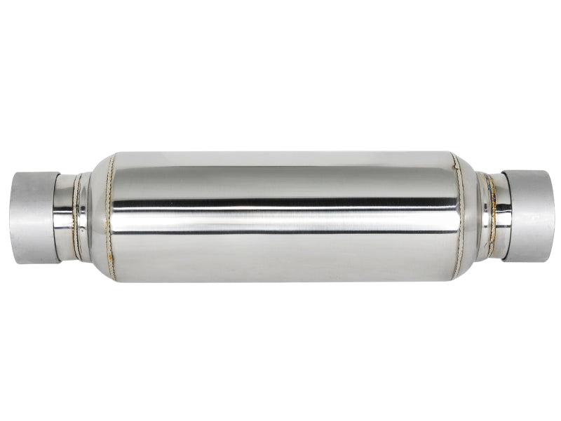 aFe MACH Force-Xp Resonator 2-1/2 IN Inlet/Outlet x 4 IN Dia. x 12 IN Body x 15 IN Overall Length