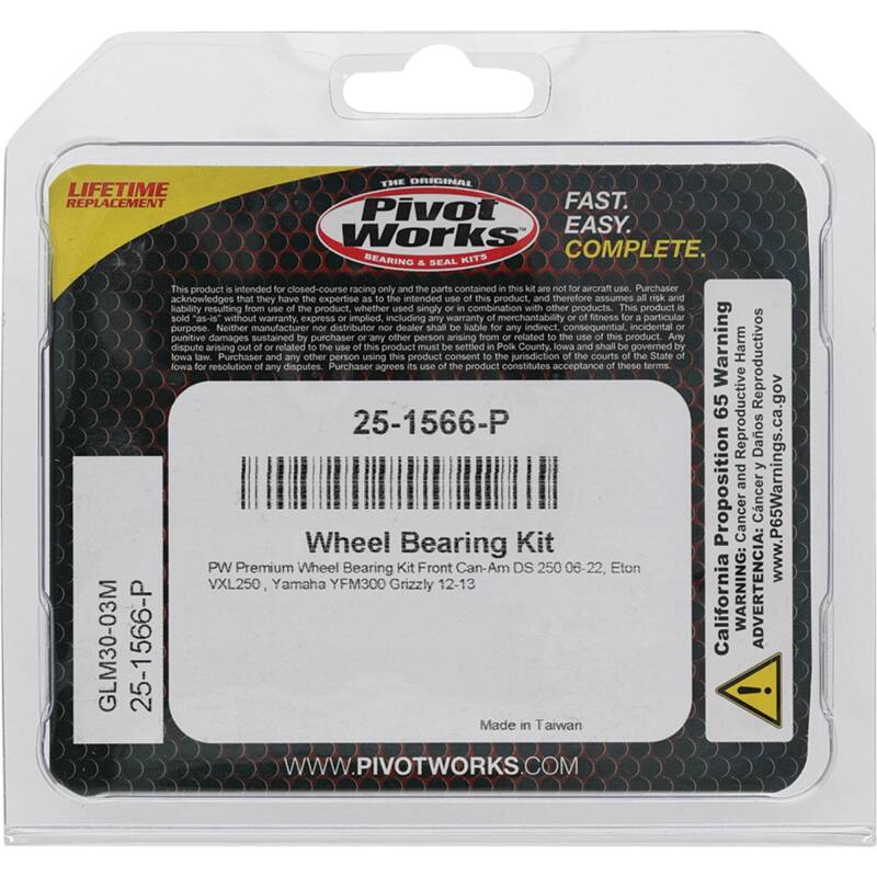 Pivot Works Can-Am, E-TON, Yamaha Wheel Bearing Kit Premium Bearings