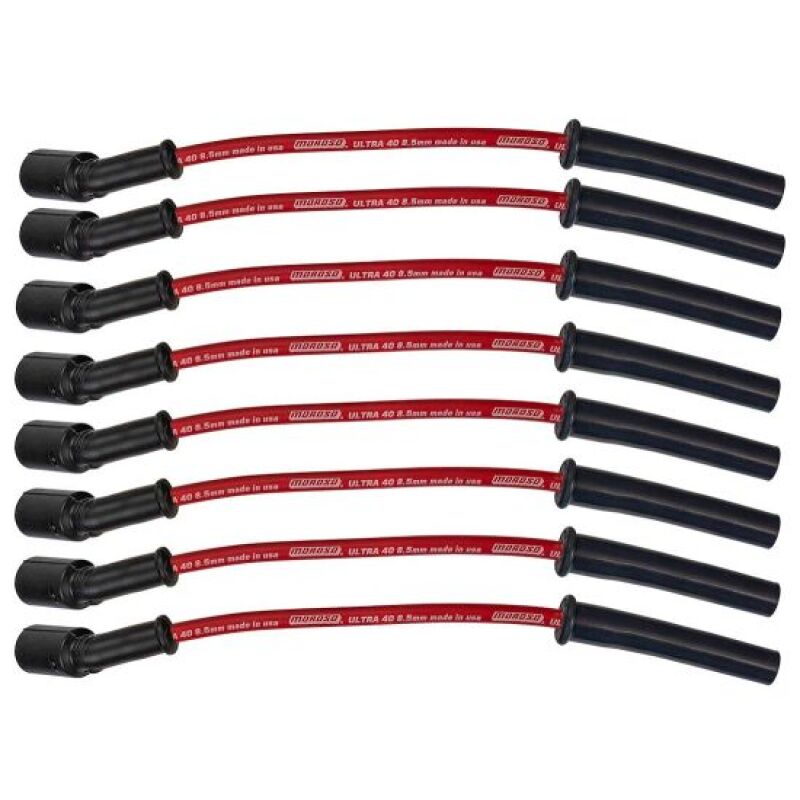 Moroso 99-13 GM LS/LQ 4.8/5.3/5.7/6.0/6.2L Ultra 40 8.5mm Multi-Angle Boot Spark Plug Wire Set - Red