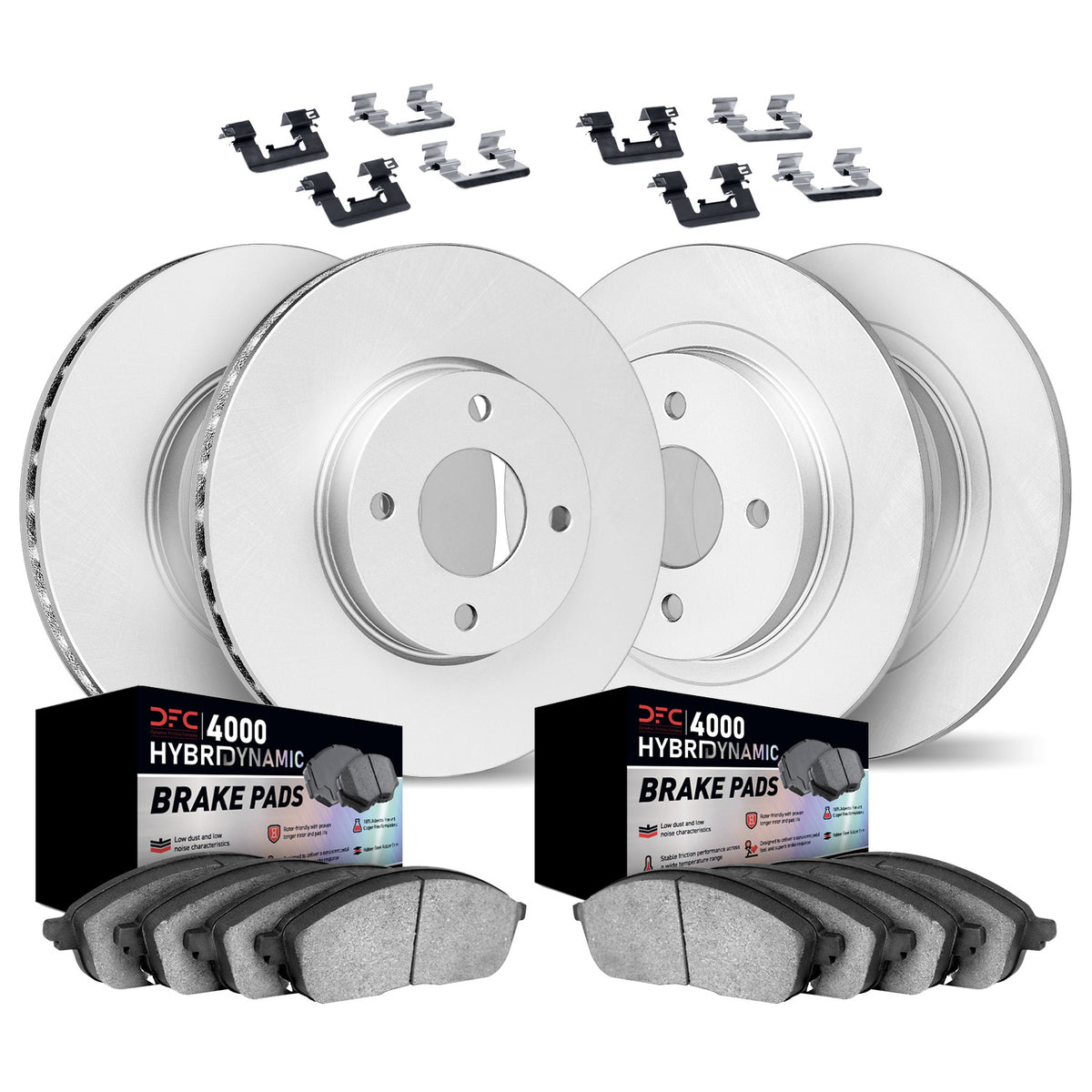 DFC 94-95 Honda Civic Front & Rear Geospec Rotors w/4000 HybriDynamic Brake Pads w/Hardware