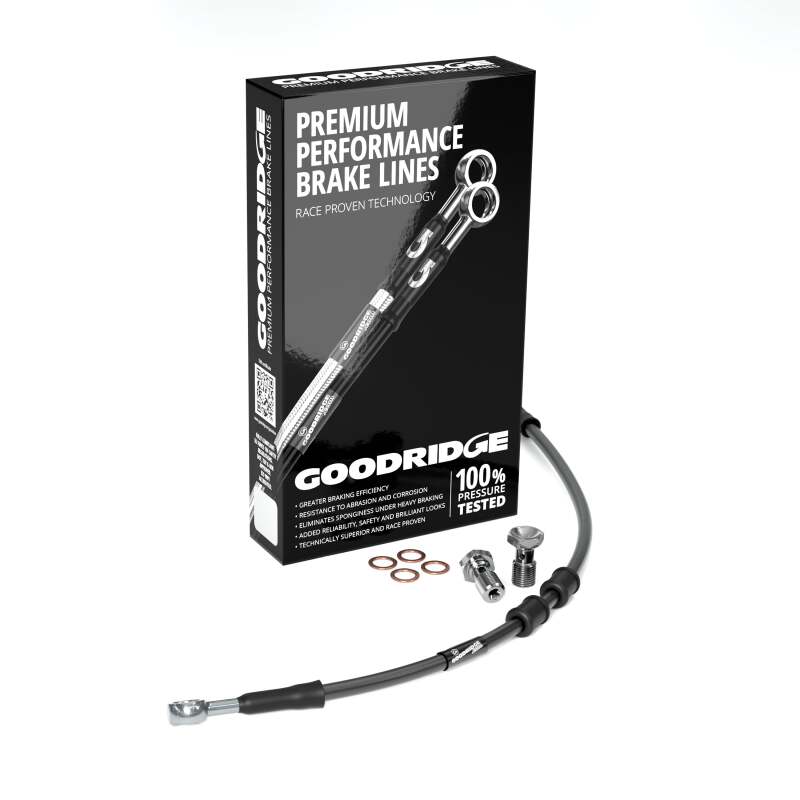 Goodridge 87-03 HD XL883/XL1200C +2in Black Brake Line Kit w/Stainless Steel Fittings