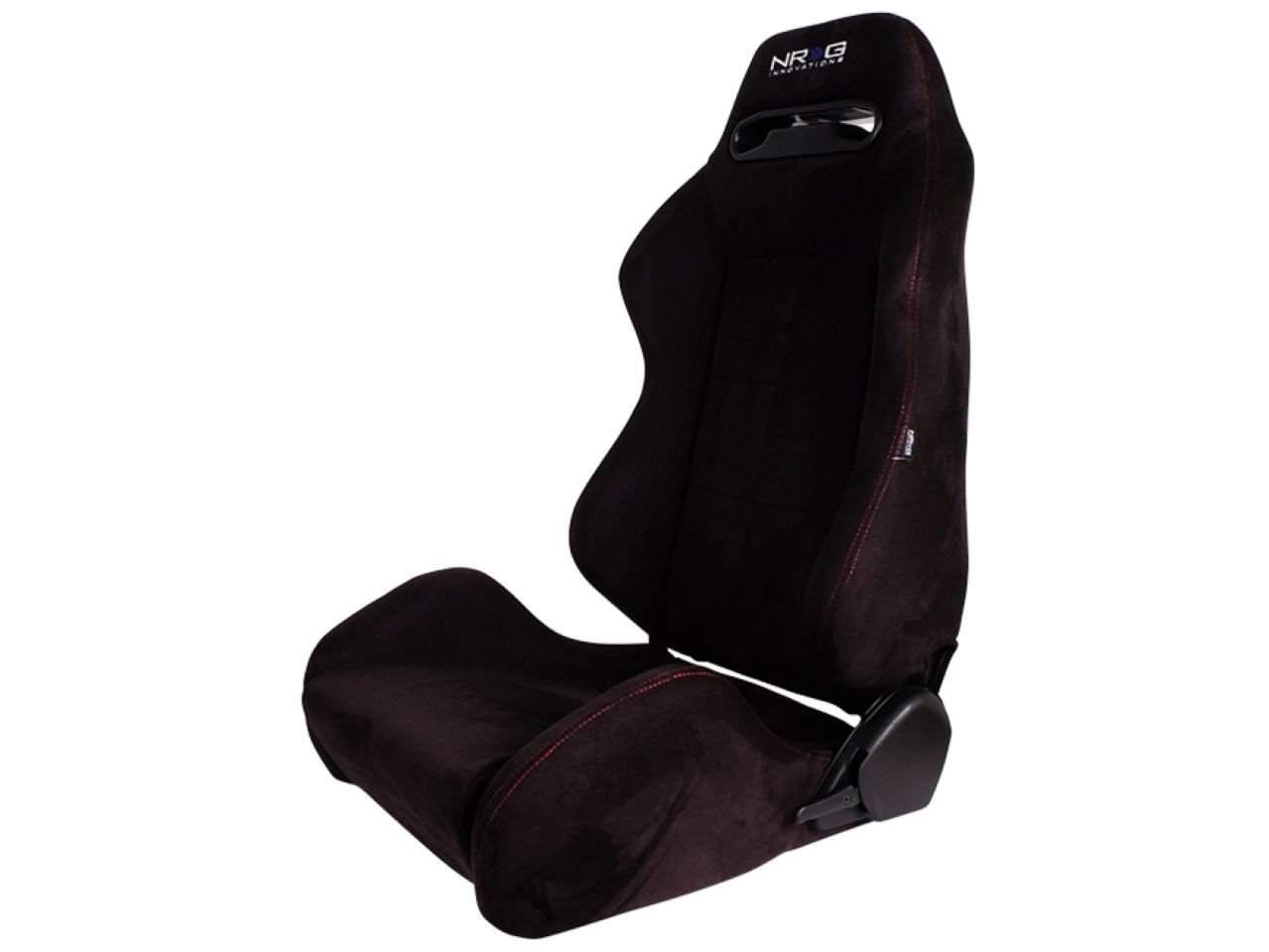 NRG Sport Seats (Pair) Type-R Suede w/NRG Logo - Black w/Red Stitching
