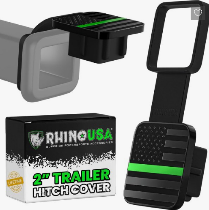 Rhino USA 2In American Flag Hitch Cover - Black & Green
