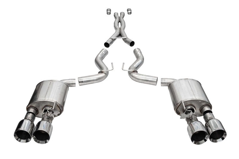Corsa 20-22 Ford Mustang GT500 3.0in Dual Rear Exit Catback w/ Twin 5.0in Pol. Straight Cut Pro Tip