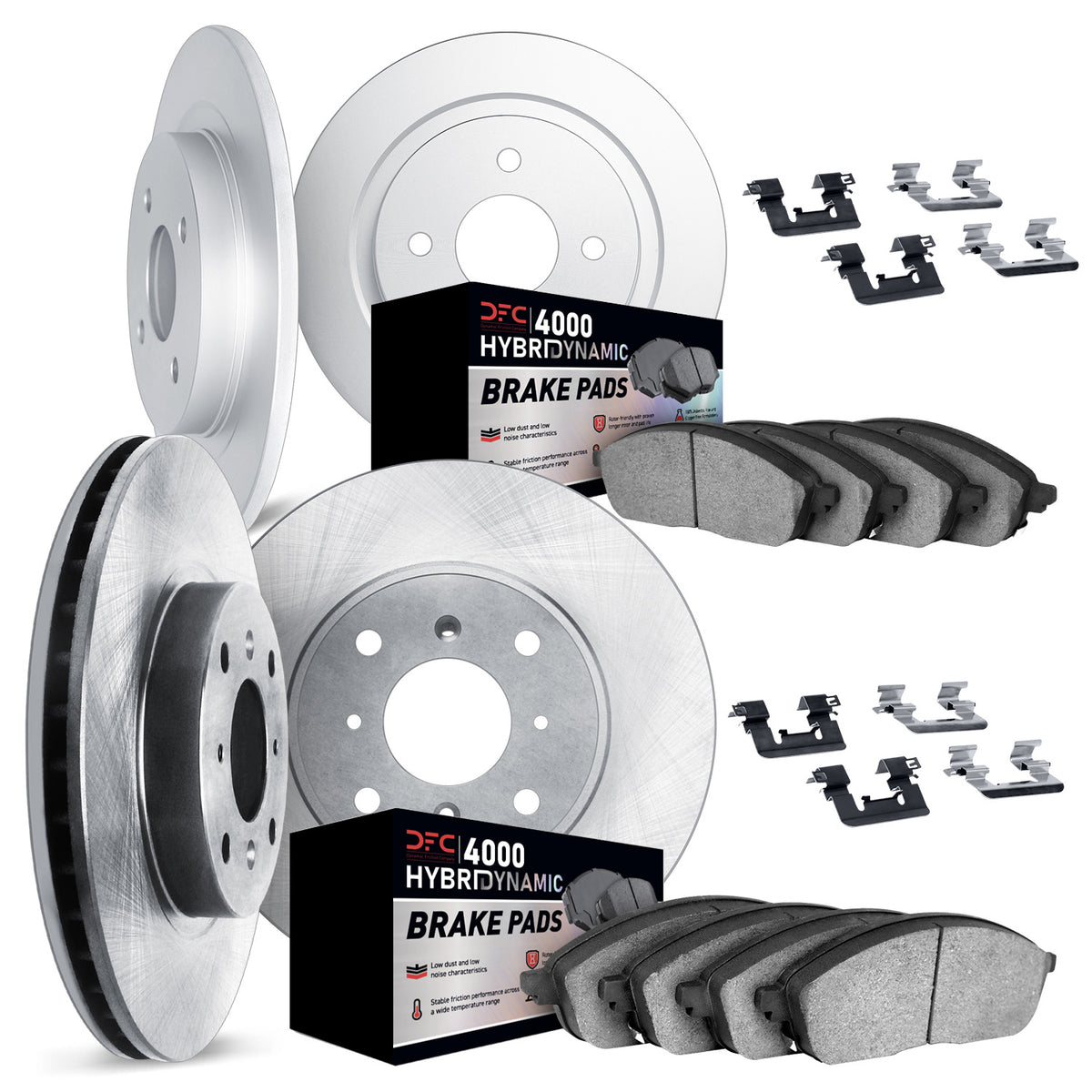 DFC 85-86 Toyota MR2 Front & Rear Rotors w/4000 HybriDynamic Brake Pads w/Hardware
