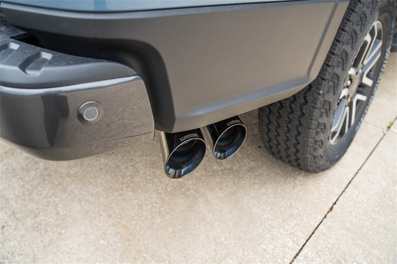 Corsa 2024-2025 Ford Ranger 3in Cat-Back Exhaust 4in Black PVD Pro-Series Slash Cut Twin Tip