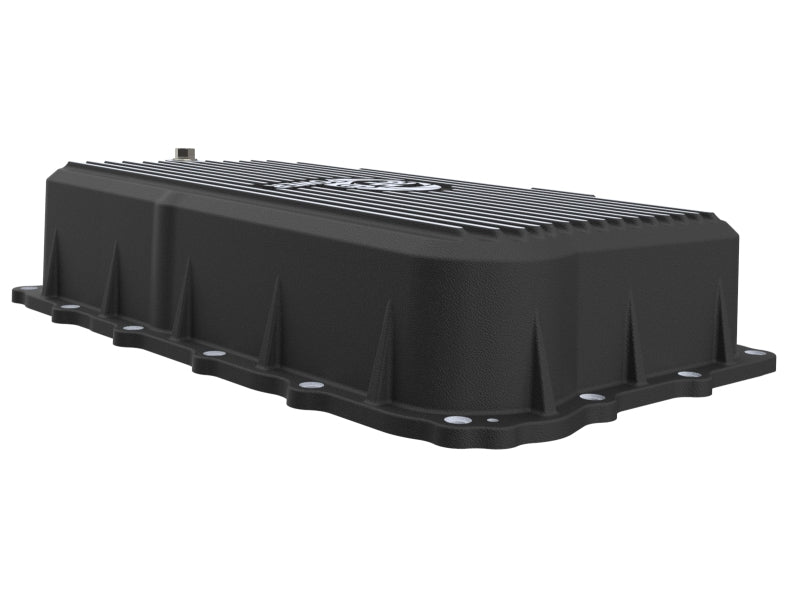 aFe 20-26 GM Trucks L6 3.0L Transmission Pan - Black w/ Machined Fins