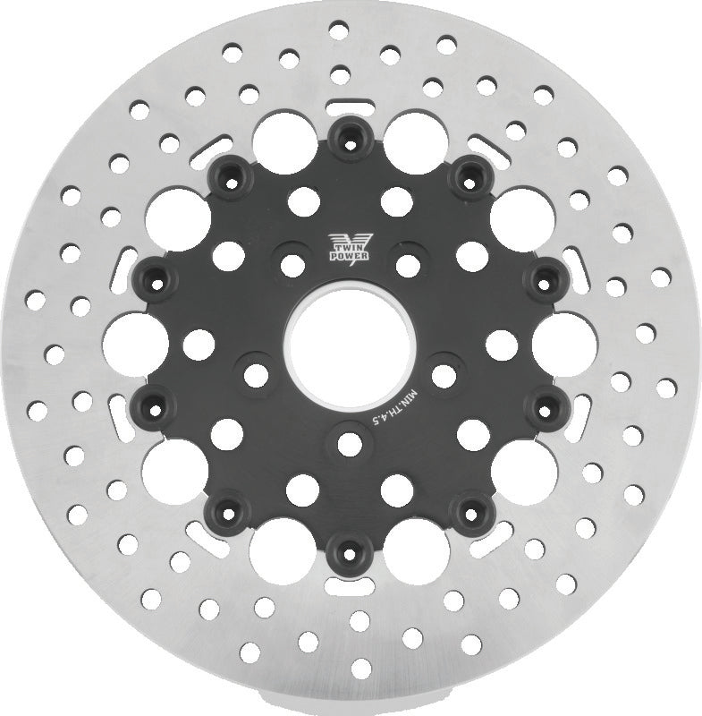 Twin Power 84-17 Big Twin Exc 08-17 FLH FLT Rear 11.5 Floating Rotor Black Hole