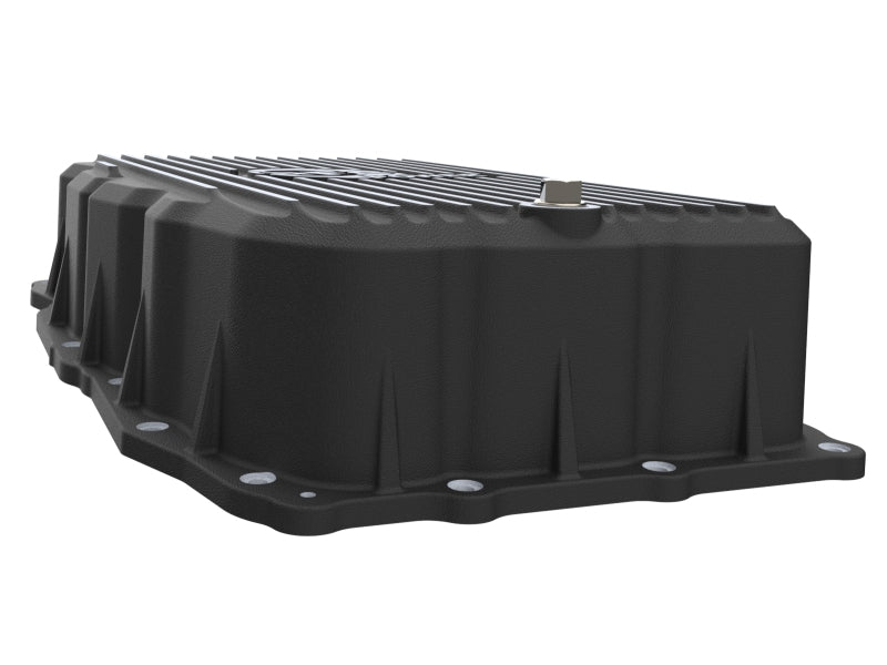 aFe 20-26 GM Trucks L6 3.0L Transmission Pan - Black w/ Machined Fins