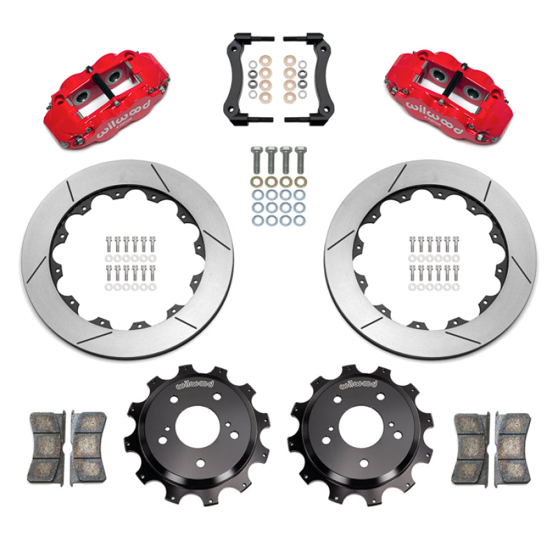 Wilwood 89-02 Nissan Skyline Superlite 4R Rear BBK w/ 13.50in Diameter Slotted Rotor - Red