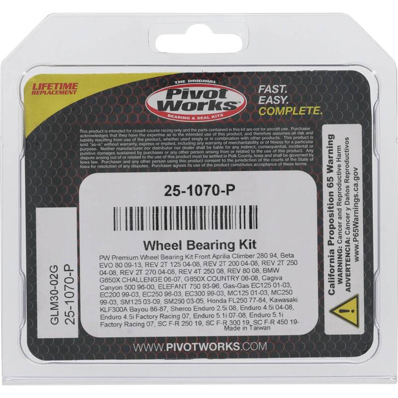 Pivot Works Aprilia/Beta/BMW/Cagiva/Gas-Gas/Honda/Kawasaki/Sherco Wheel Bearing Kit Premium Bearings