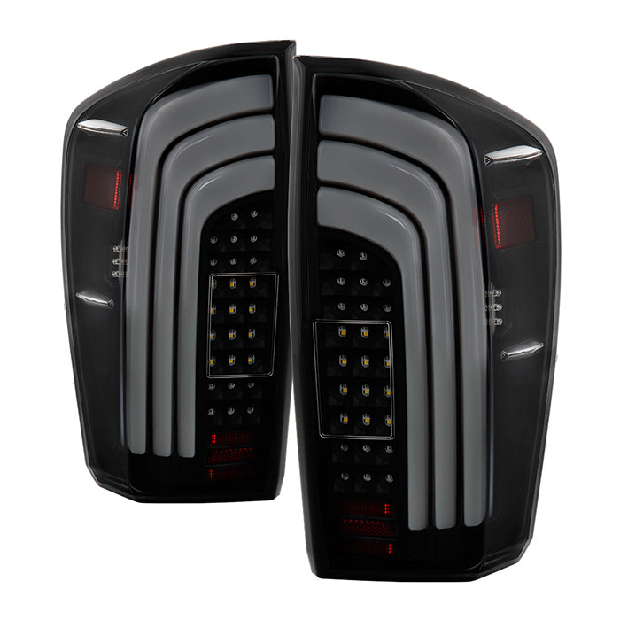 xTune 16-19 Toyota Tacoma Version LED Tail Lights - Black Smoke (ALT-ON-TT16-LBLED-BSM)