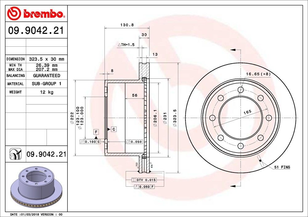 Brembo 07-17 Lexus LS460 Rear UV Coated Rotor