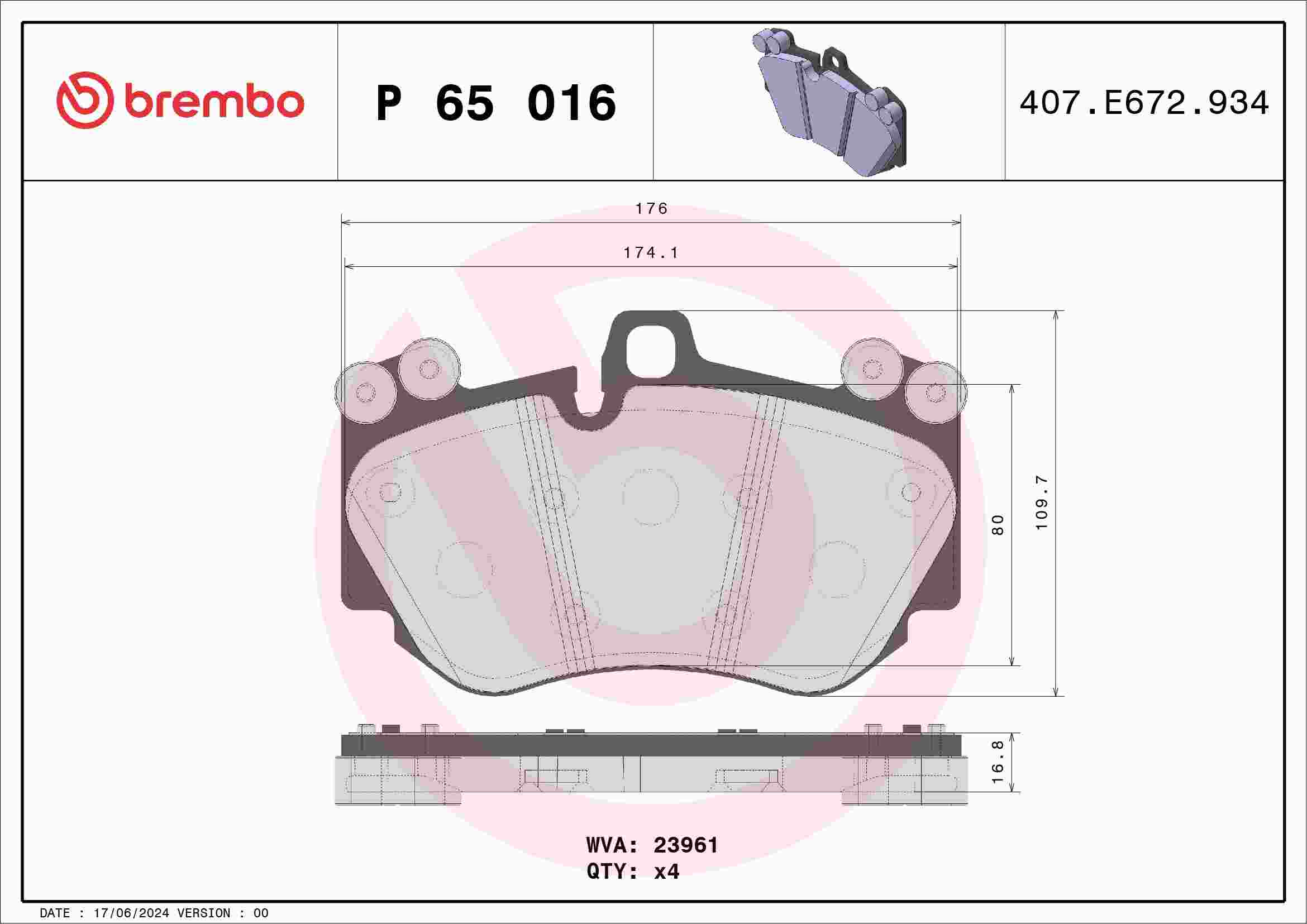 Brembo OE 2012 Audi R8/14-15 R8/13-15 RS5/05-06 Porsche Cayenne/09-10 Cayenne Low-Met Brake Pad