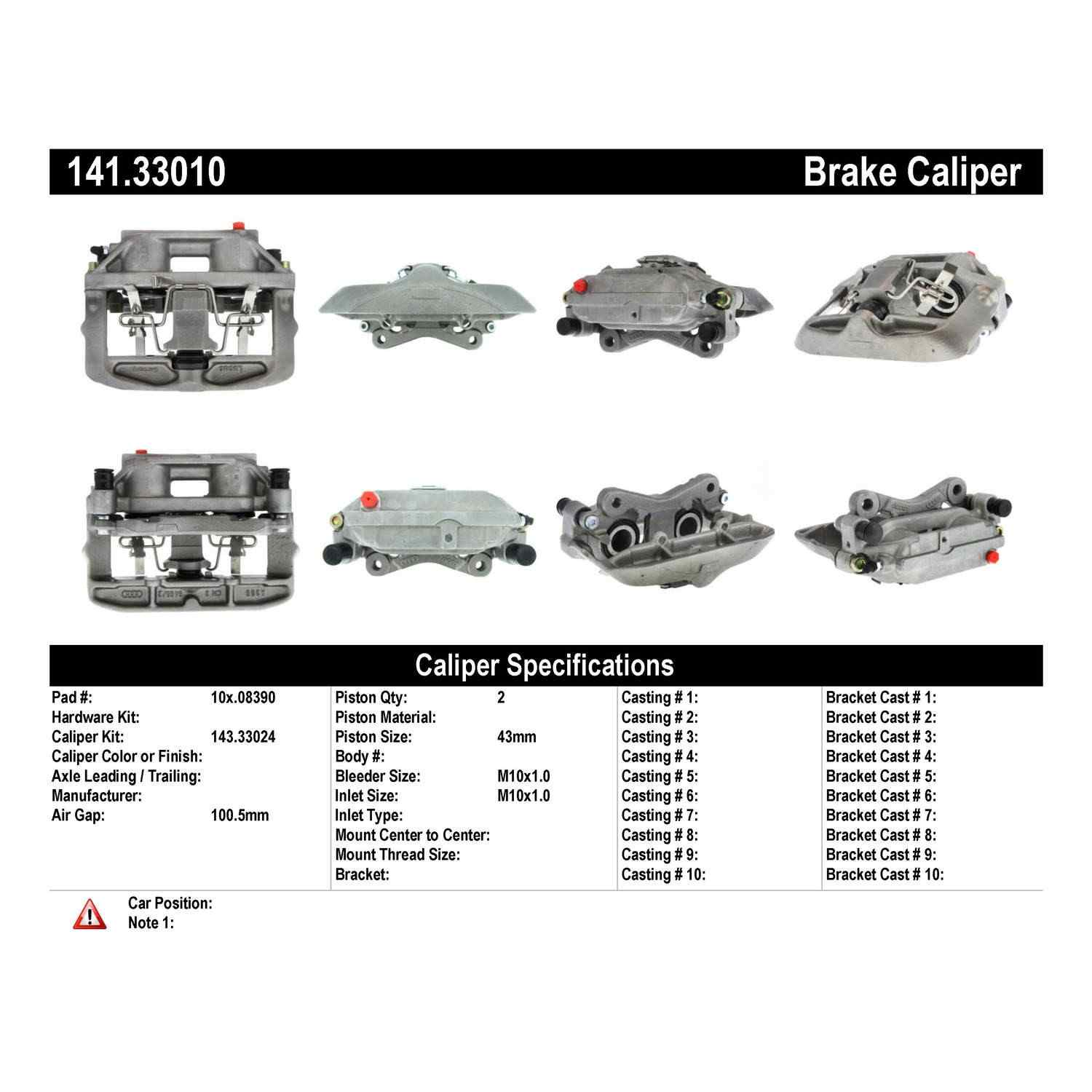 Centric 00-04 Audi A6 Quattro Front Left Semi-Loaded Caliper