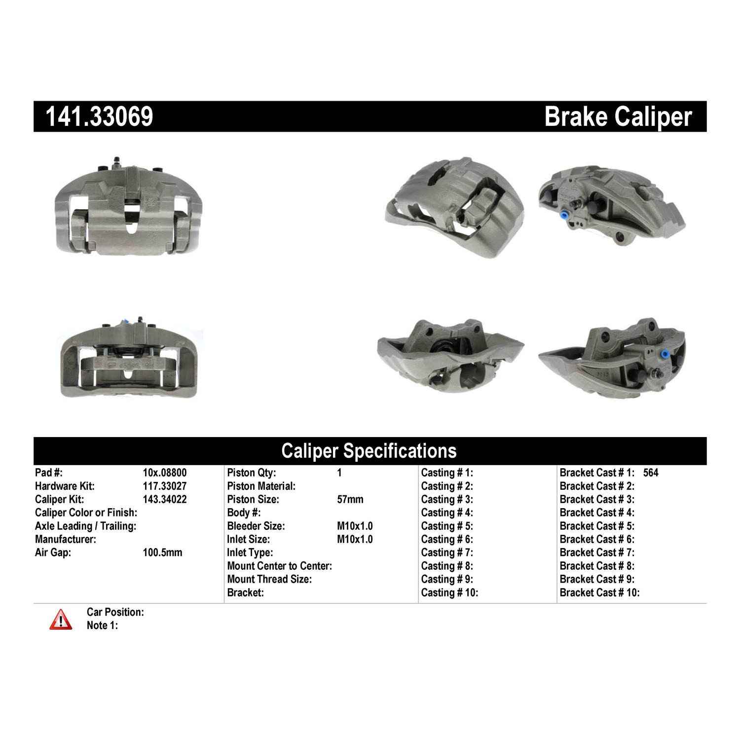 Centric 01-03 Volkswagen EuroVan / 02-08 Volkswagen Sharan Semi-Loaded Brake Caliper - Front Right