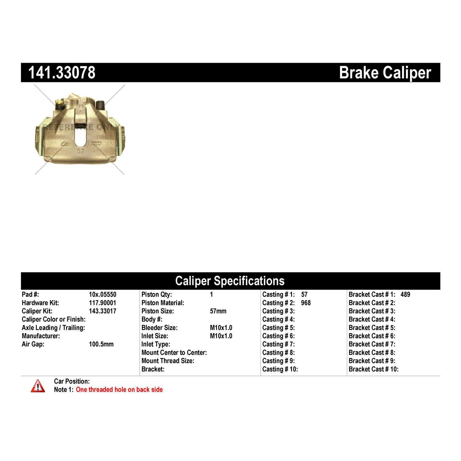 Centric 97-98 Audi A8 / A8 Quattro Semi-Loaded Brake Caliper - Front Left