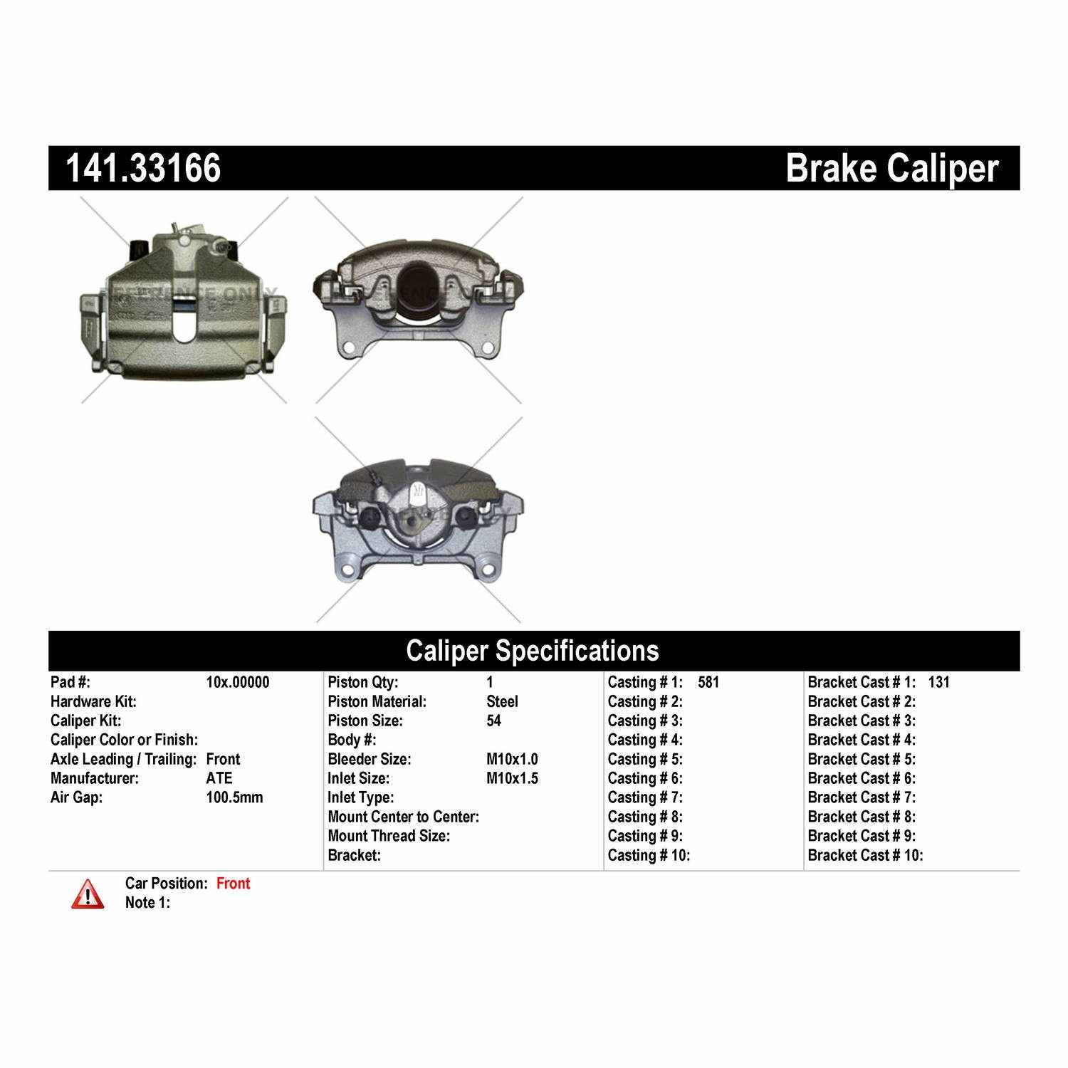 Centric 08-13 Audi A3/A3 Quattro / 15-19 Volkswagen Beetle Semi-Loaded Brake Caliper - Front Left