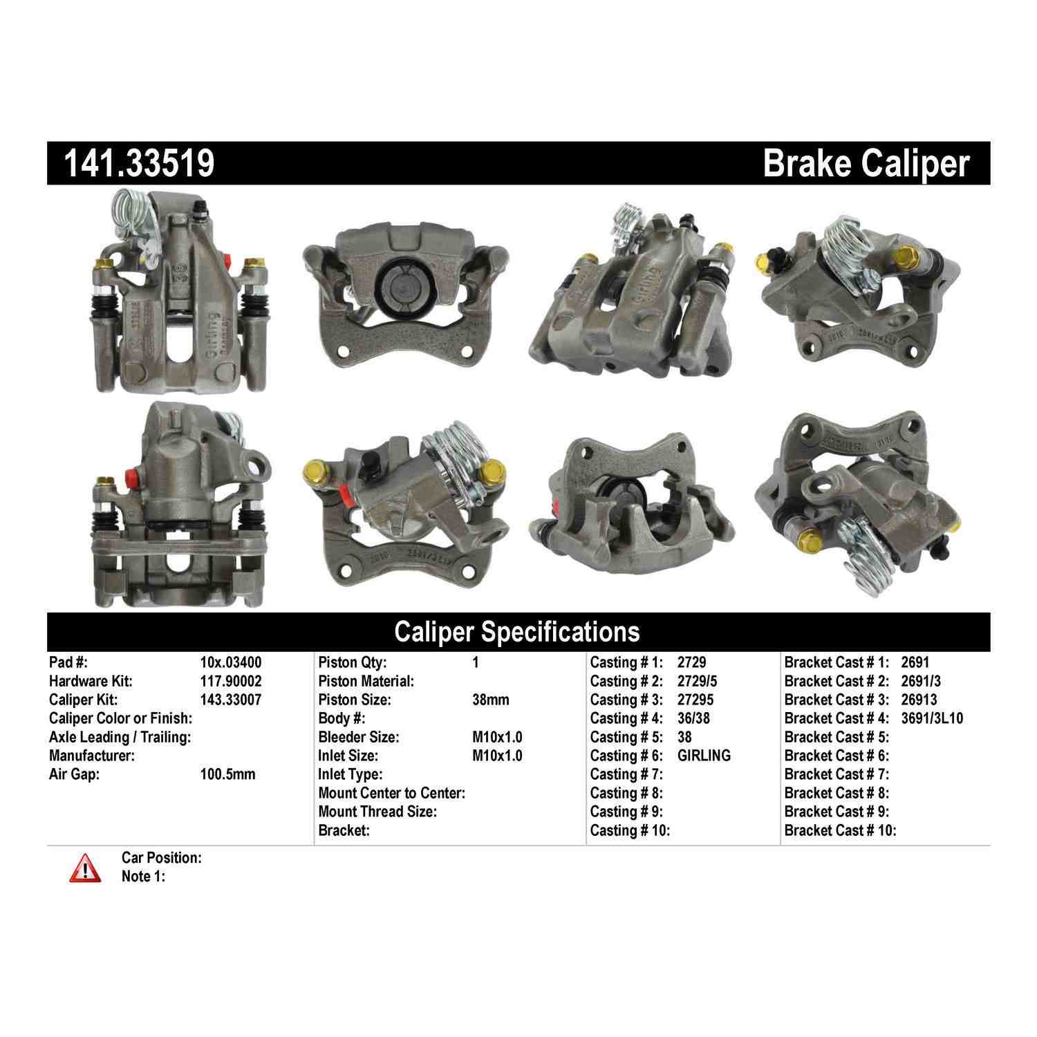 Centric 90-93 Volkswagen Corrado / 90-92 Volkswagen Golf Semi-Loaded Brake Caliper - Rear Right