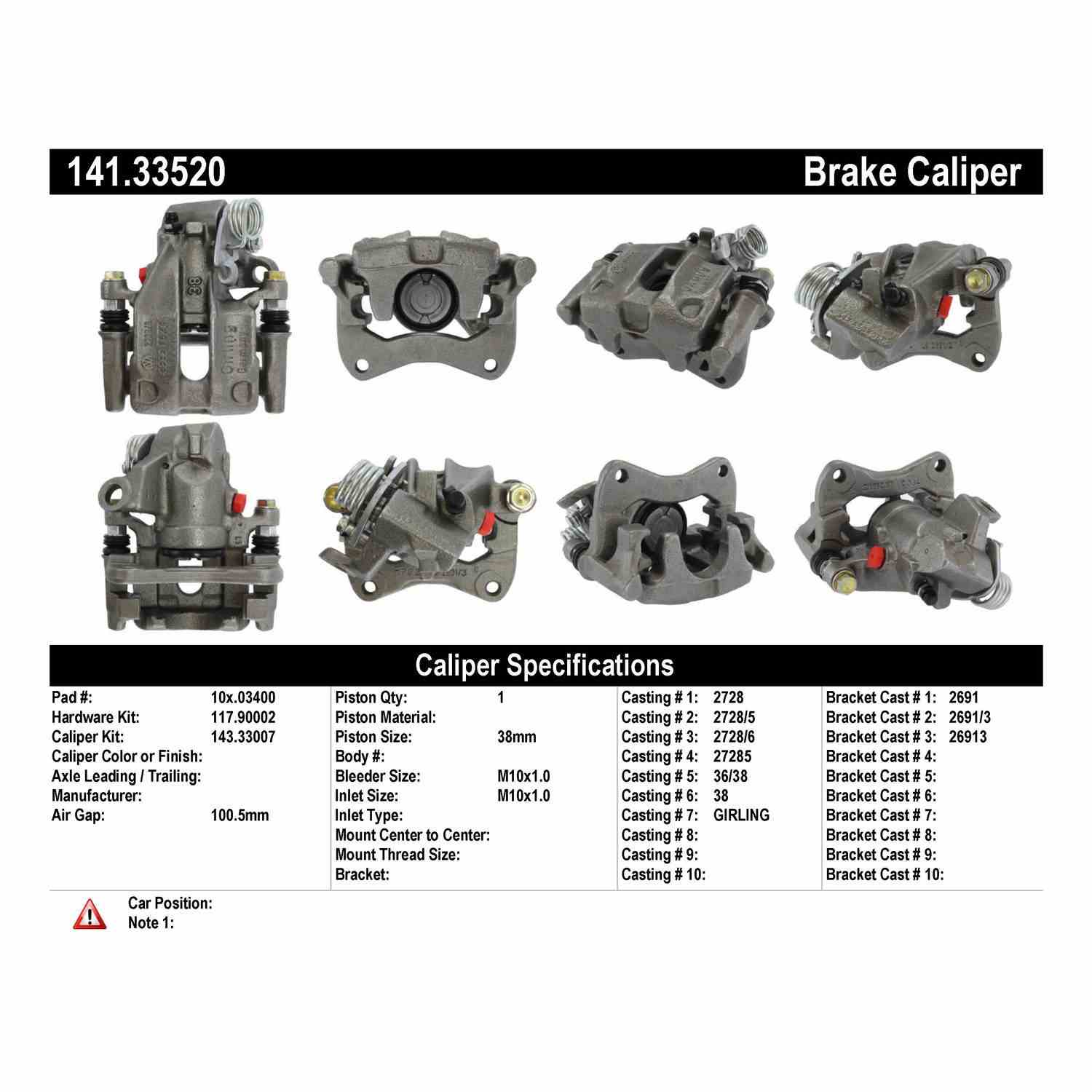 Centric 90-93 Volkswagen Corrado / 90-92 Volkswagen Golf Semi-Loaded Brake Caliper - Rear Left