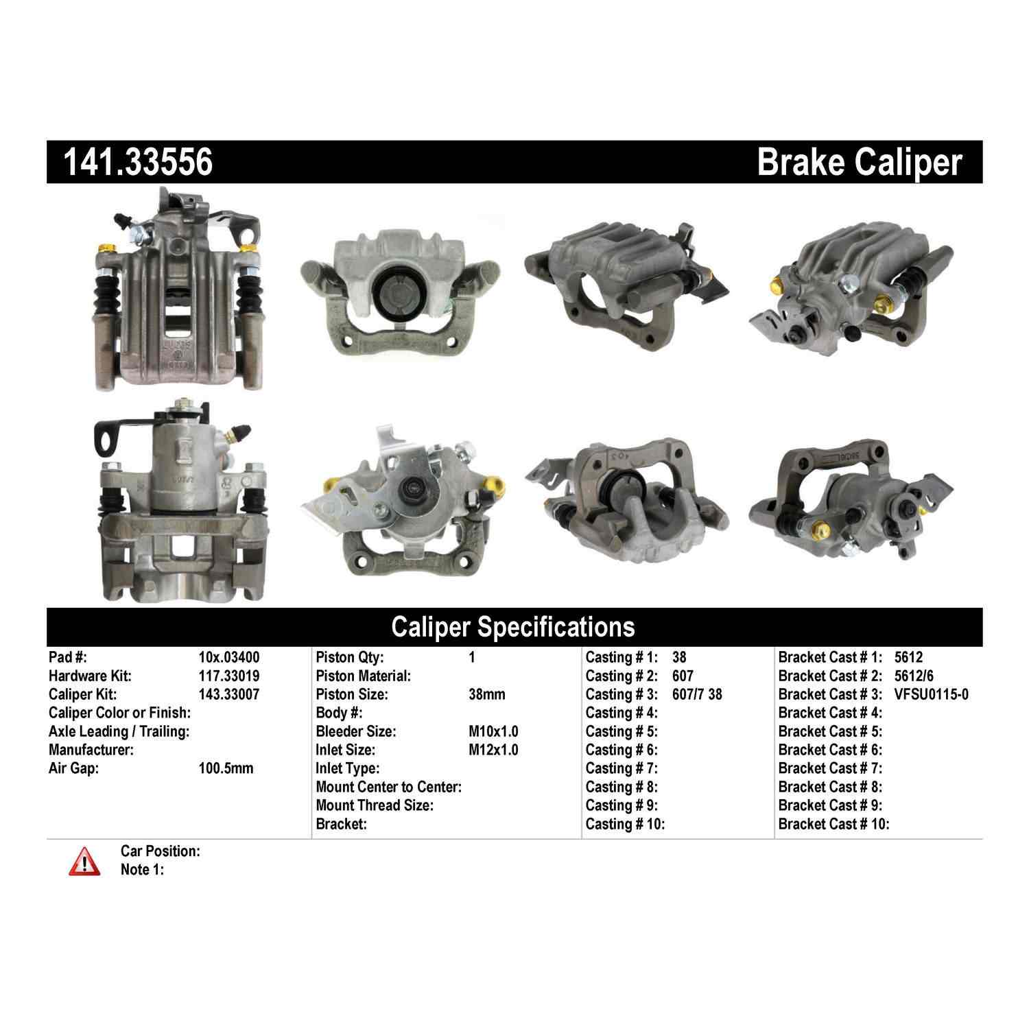 Centric 00-06 Audi TT Rear Left Semi-Loaded Caliper