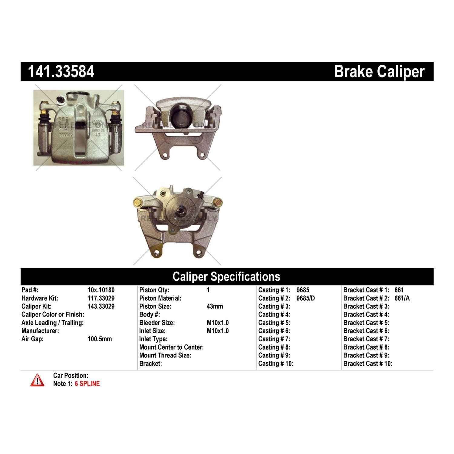 Centric 05-07 Audi A6 Quattro / 2007 Audi S6 Semi-Loaded Brake Caliper - Rear Left