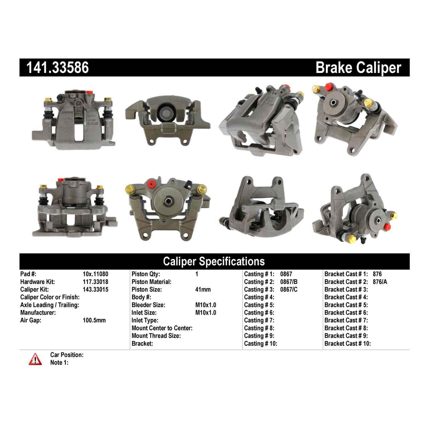 Centric 05-07 Audi A6 / A6 Quattro Semi-Loaded Brake Caliper - Rear Left
