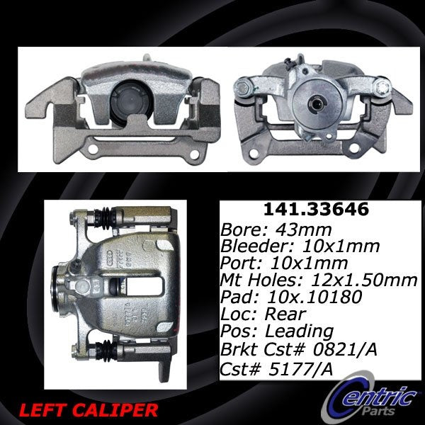 Centric 13-16 Audi A4/A4 Allroad/A4 Quattro / 13-14 Audi A5 Semi-Loaded Brake Caliper - Front Left