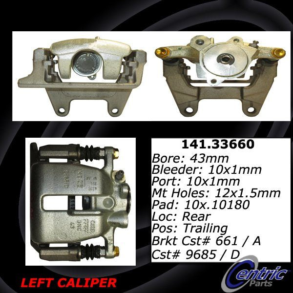 Centric 07-11 Audi A6 Quattro Rear Left Semi-Loaded Caliper