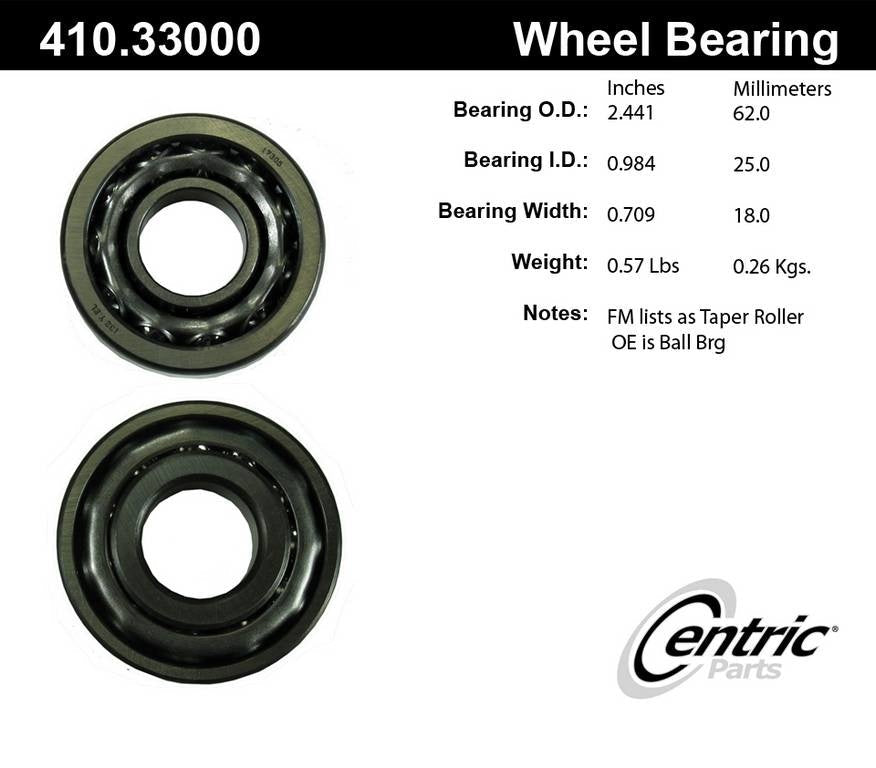 Centric Premium 50-65 Volkswagen Beetle Front Inner/Outer Wheel Bearing and Race Set