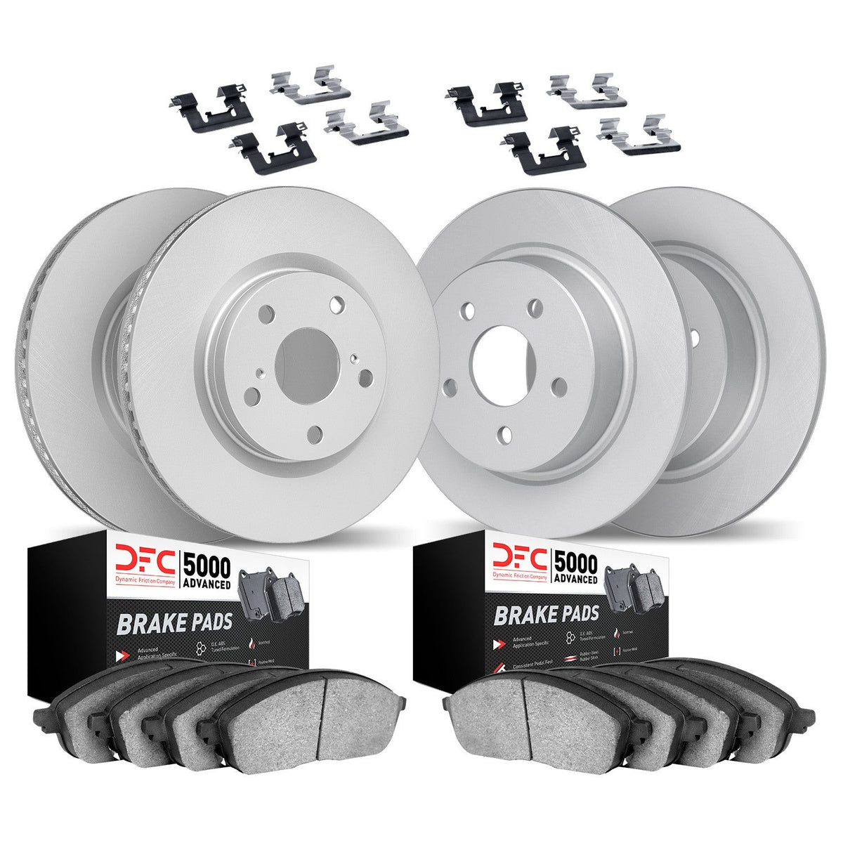 DFC 12-16 Subaru Impreza Front & Rear Geospec Rotors with 5000 Advanced Brake Pads w/Hardware