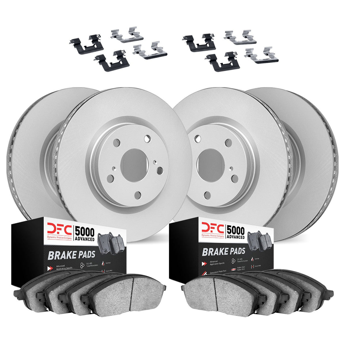 DFC 19-22 Genesis G70 Front & Rear Geospec Rotors with 5000 Advanced Brake Pads w/Hardware
