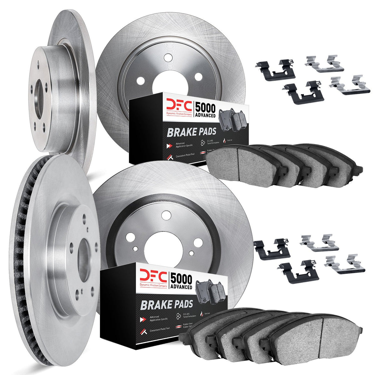 DFC 18-25 Honda Accord Front & Rear Rotors with 5000 Advanced Brake Pads w/Hardware