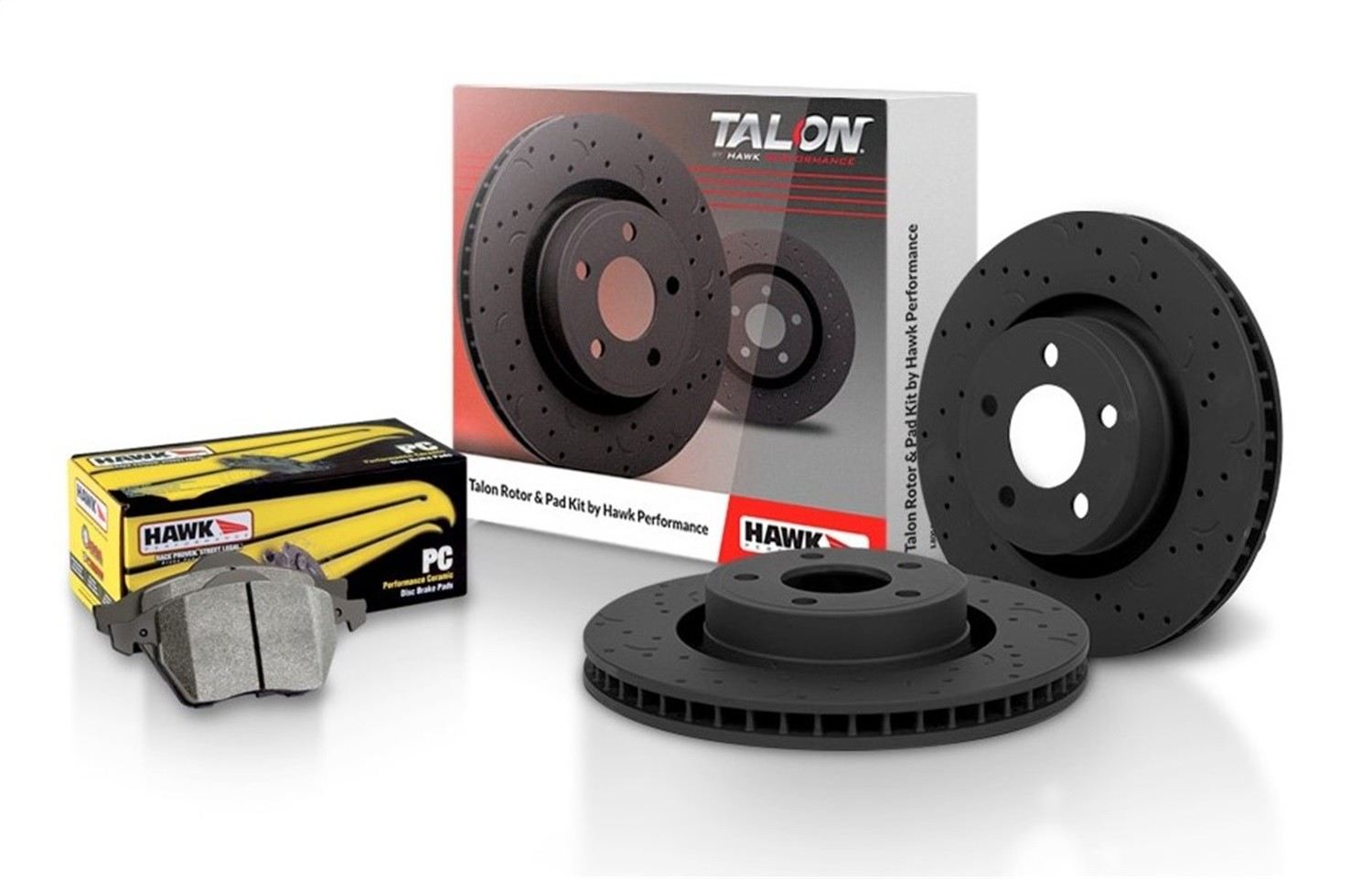 Hawk 18-20 Jeep Wrangler JL Talon Rotors and LTS Pads Front Brake Kit