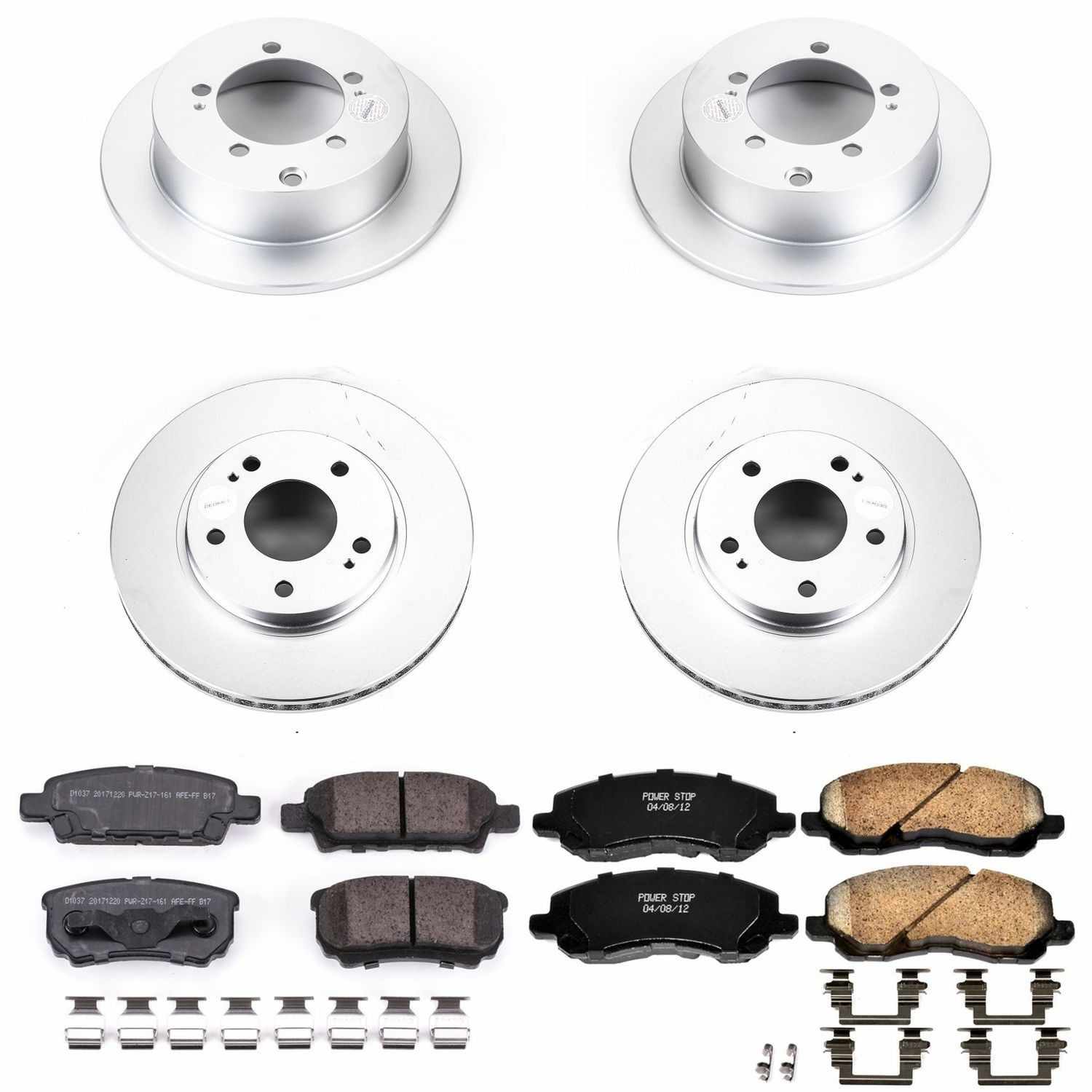 Power Stop 04-06 Mitsubishi Lancer Front & Rear Z17 Evolution Geomet Coated Brake Kit