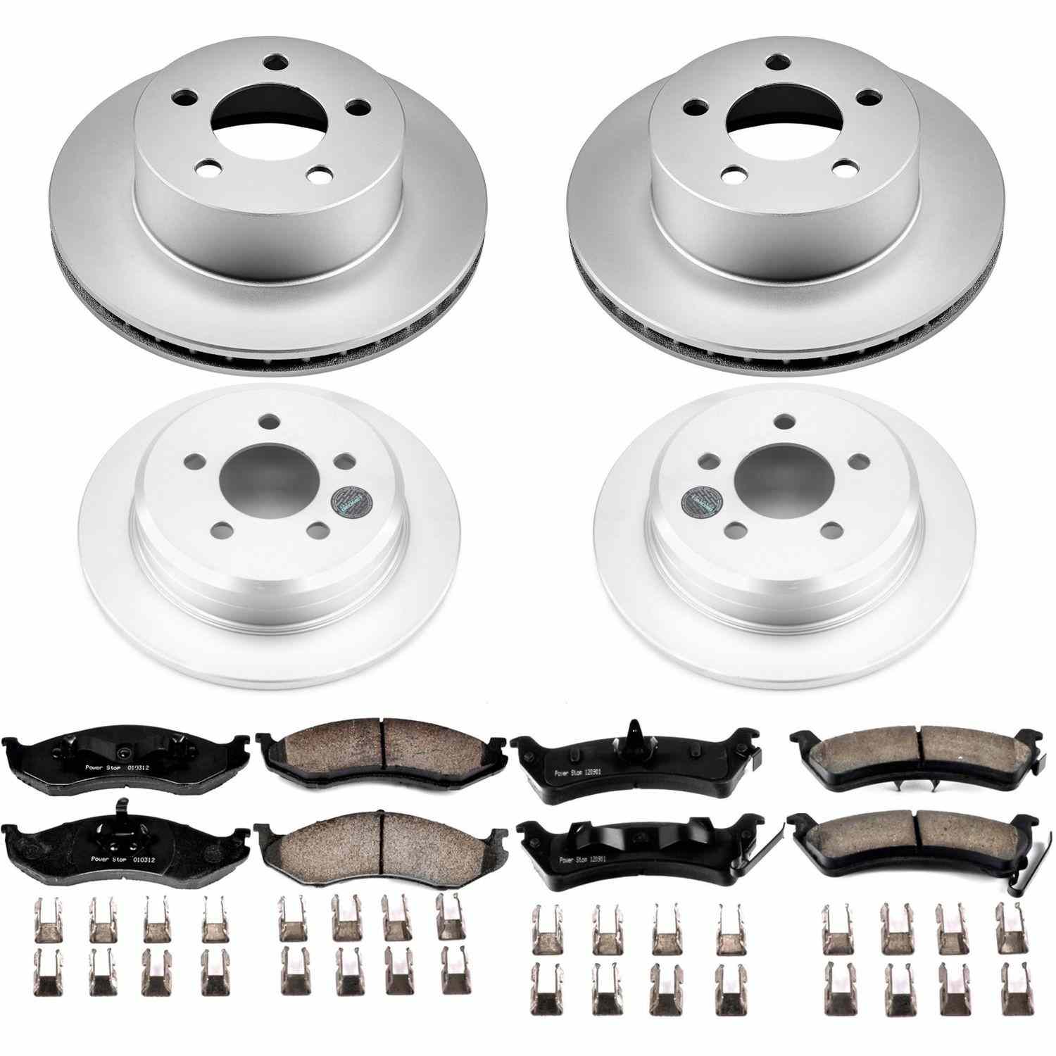 Power Stop 93-98 Jeep Grand Cherokee Front & Rear Z17 Evolution Geomet Coated Brake Kit