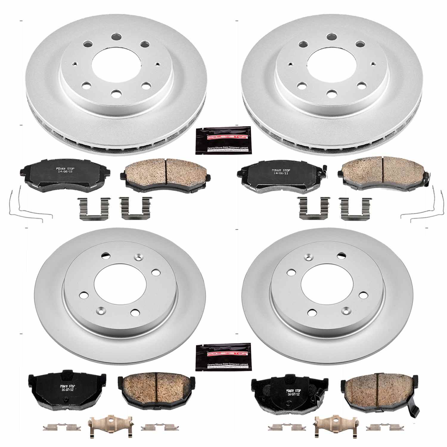 Power Stop 98-01 Hyundai Elantra Front & Rear Z17 Evolution Geomet Coated Brake Kit
