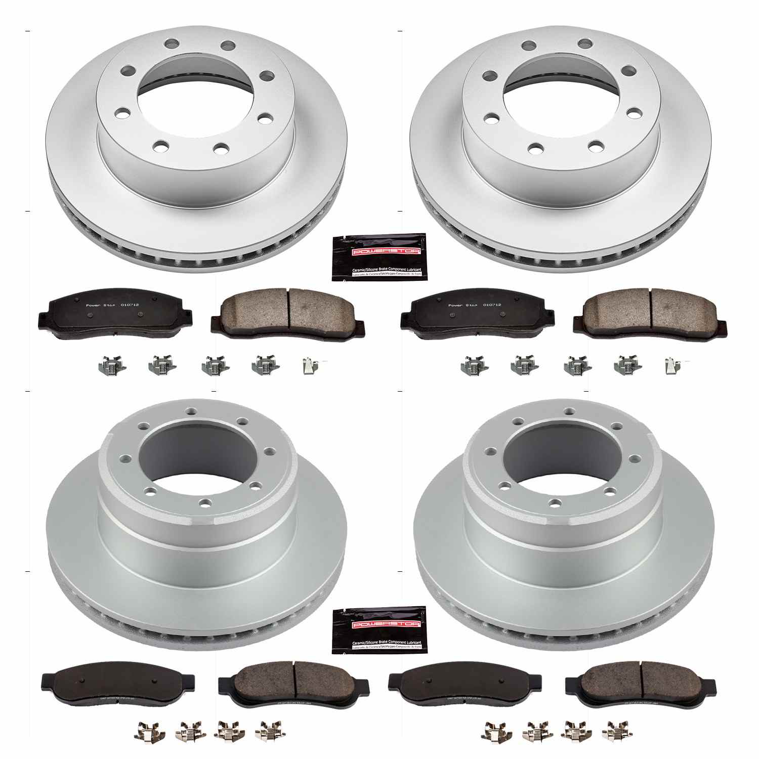 Power Stop 05-10 Ford F-350 Super Duty Front & Rear Z17 Coated Brake Kit
