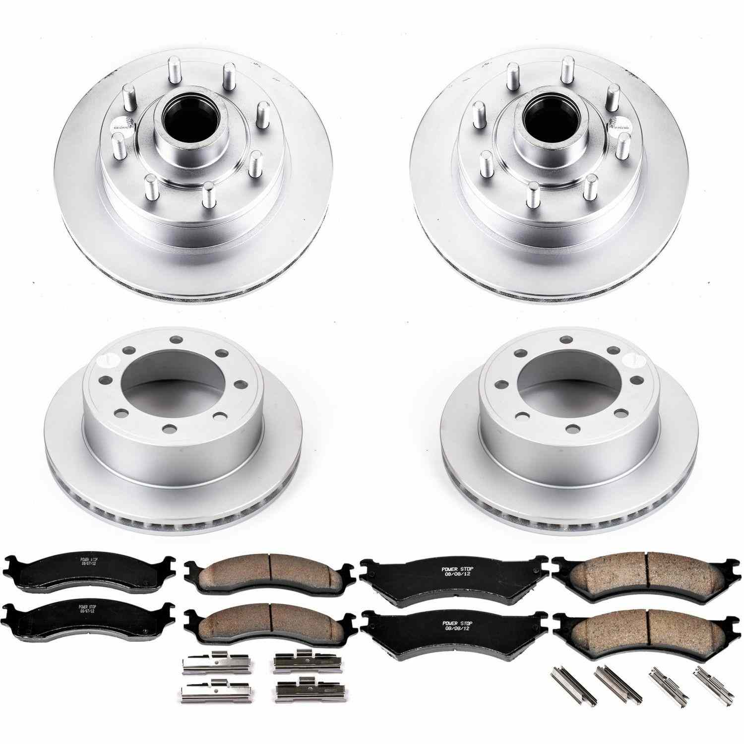 Power Stop 99-07 Ford E-350 Super Duty Front and Rear Z17 Coated Brake Kit