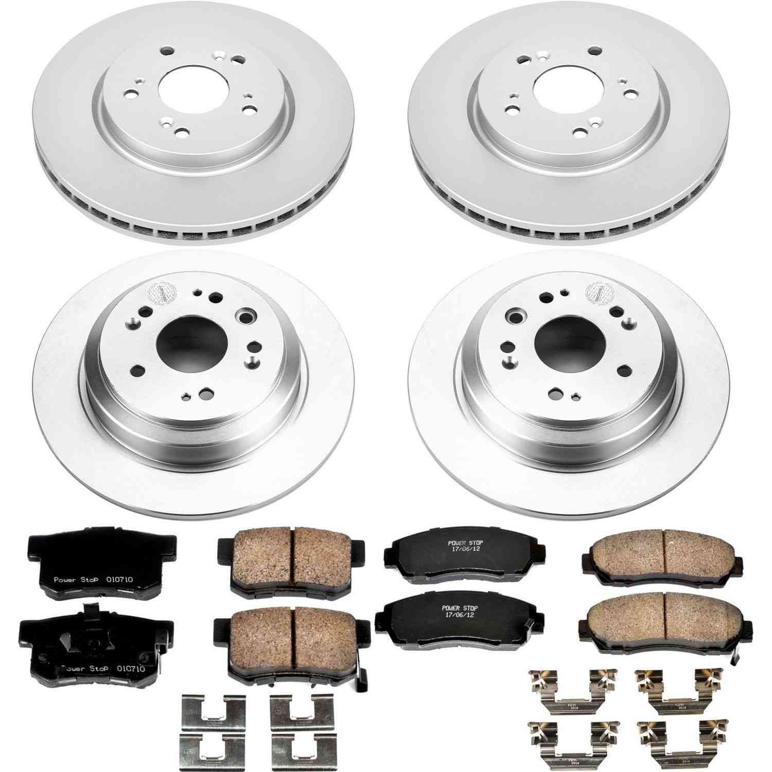 Power Stop 10-11 Honda Accord Crosstour Front & Rear Z17 Evolution Geomet Coated Brake Kit